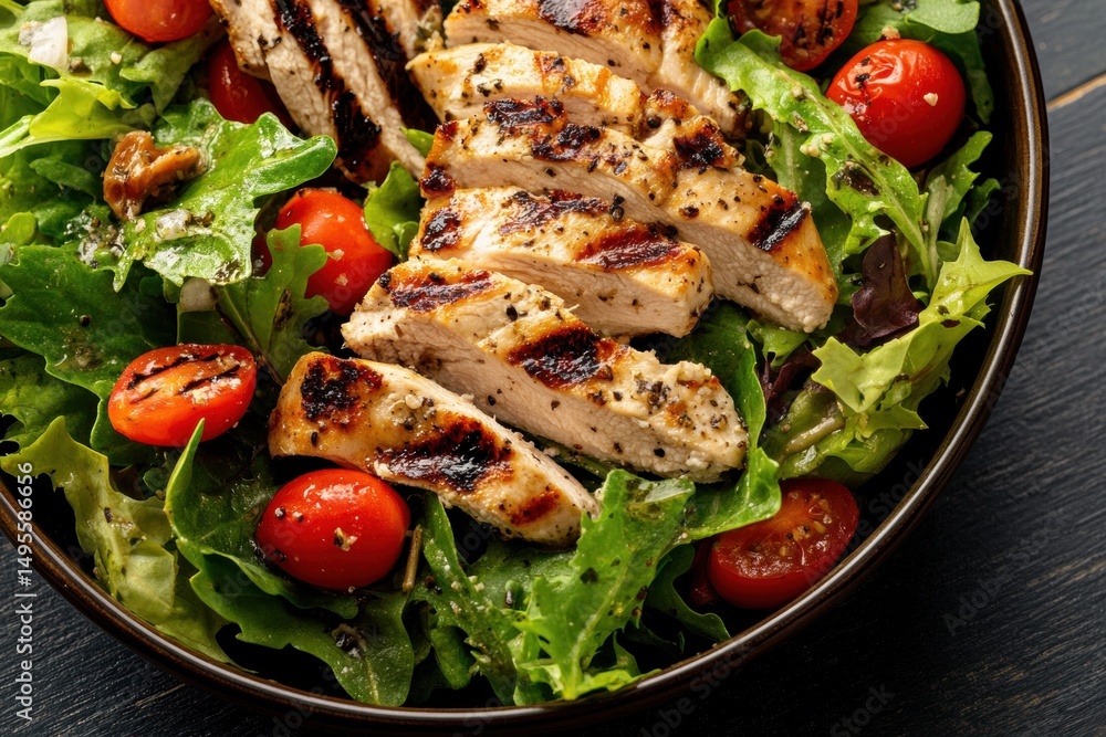 Chicken salad with tomatoes and mixed greens Chicken salad with tomatoes and mixed greens