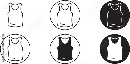 Vector Icons Set of Sleeveless Shirt or Tank Top