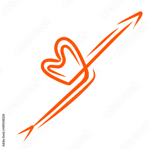 Stylized Cupid Arrow with Heart Shape on a Contrasting Dark Backdrop