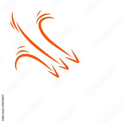Dynamic orange directional flow lines on black background for graphic design