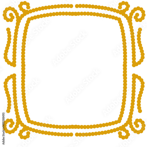 Ornamental framework with a golden hue on dark canvas evokes regal style