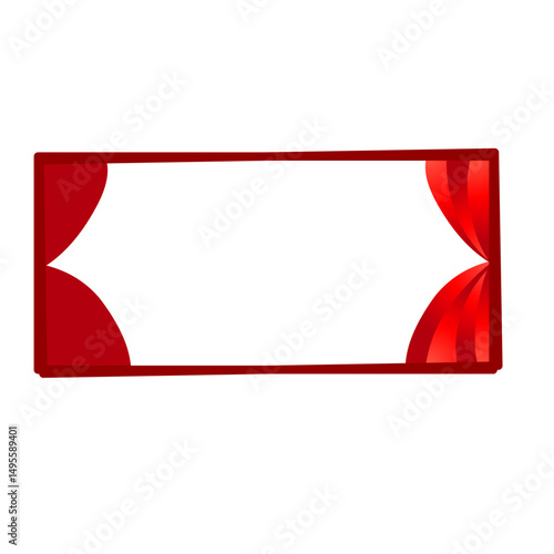 Dramatic red frame with curtain elements against a stark black backdrop
