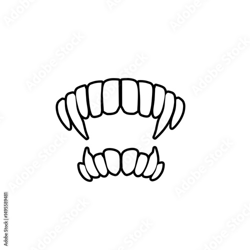 Monochromatic representation showcasing a set of menacing canines illustration