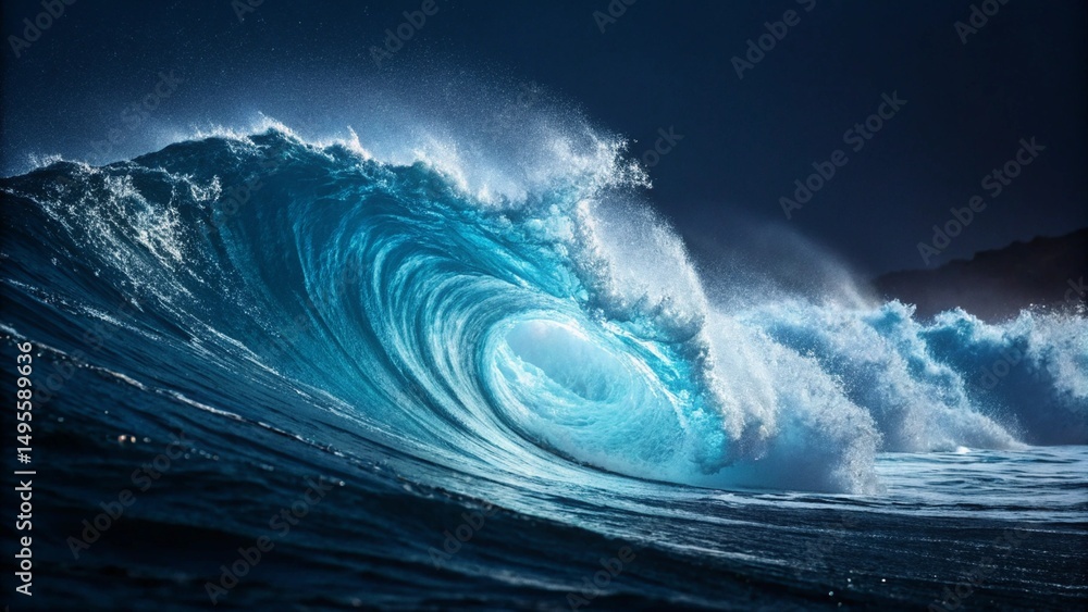 Fototapeta premium Majestic Ocean Wave Crashing in the Sea