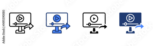 Video Sharing icon sheet multiple style collection