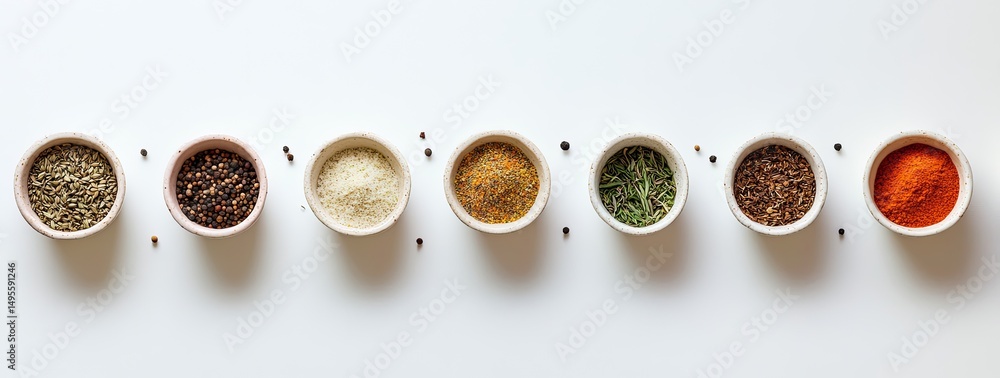 Assorted spices in small bowls (4) Assorted spices in small bowls (4)
