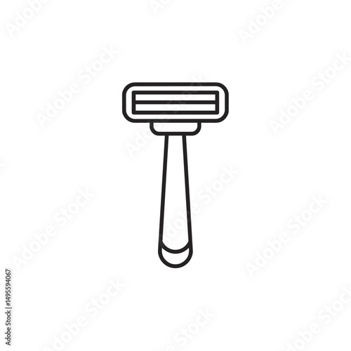 Razor with a straight handle   in black and white minimalist line design. Editable SVG