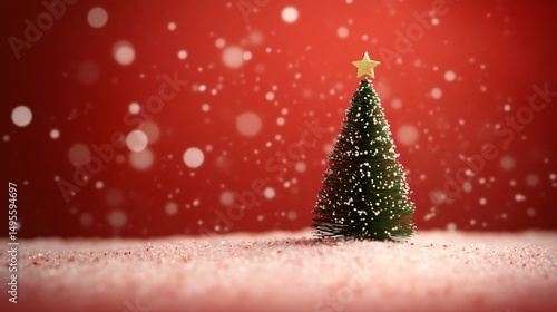 Festive Christmas Tree Bokeh Background with Sparkling Lights 