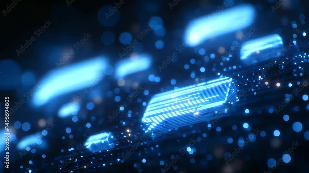 Cutting-edge 3D visualization of a digital communication interface.