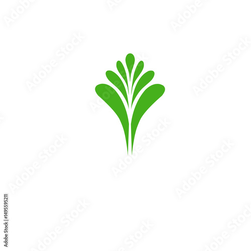 Elegant symmetrical botanical emblem featuring stylized verdant foliage design