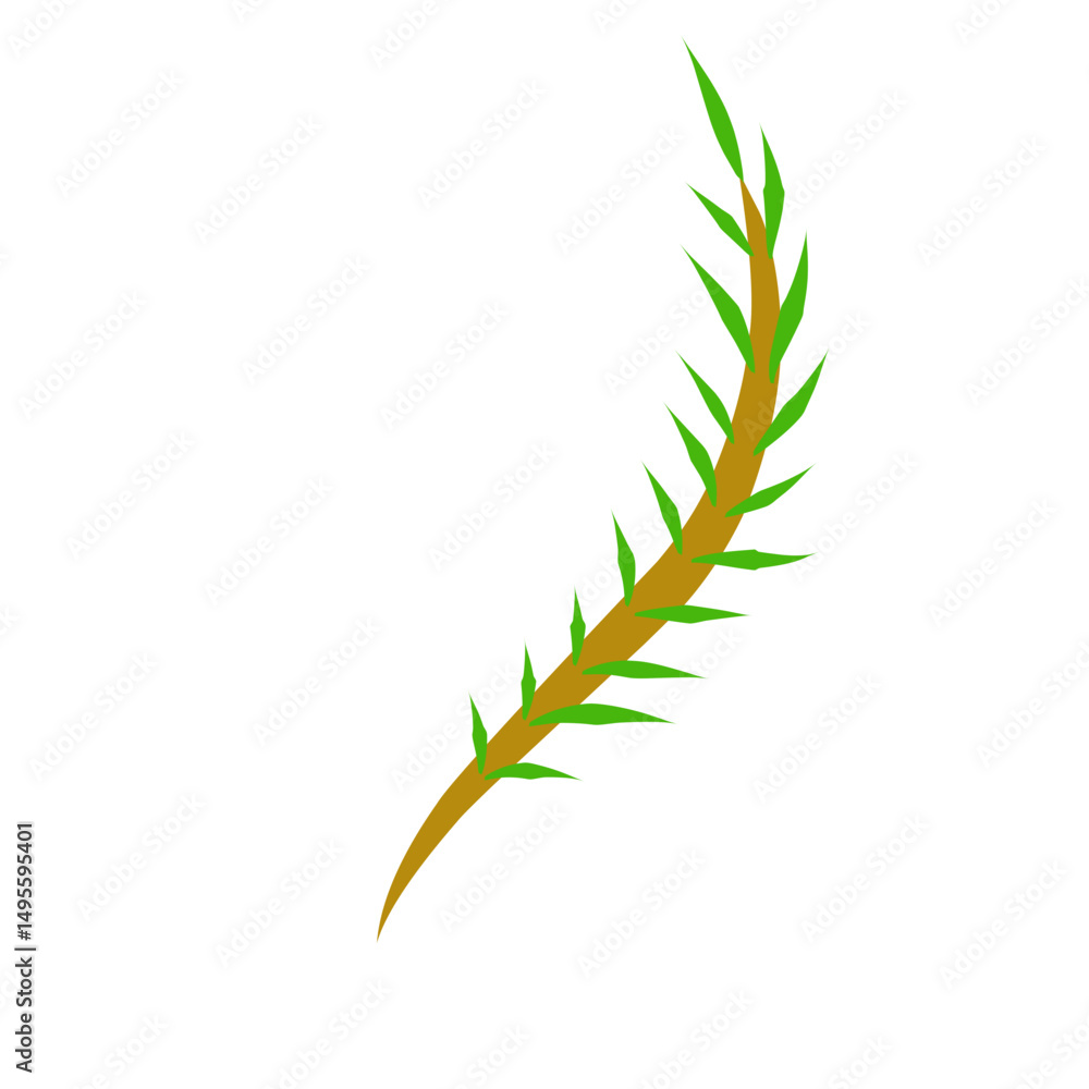 Stylized botanical element in graphic vector artwork featuring a delicate green branch Stylized botanical element in graphic vector artwork featuring a delicate green branch