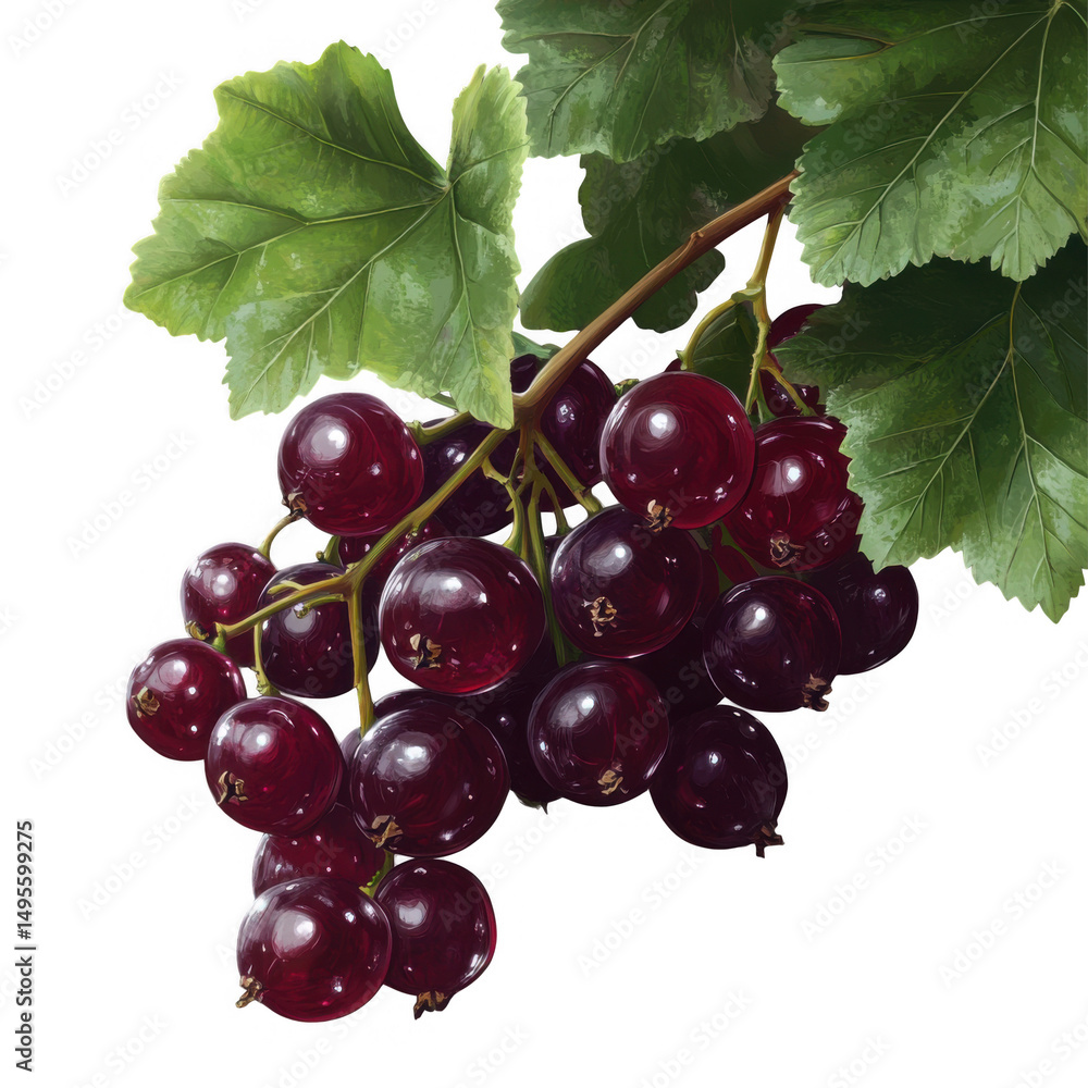 Fototapeta premium Blackcurrant branch isolated image
