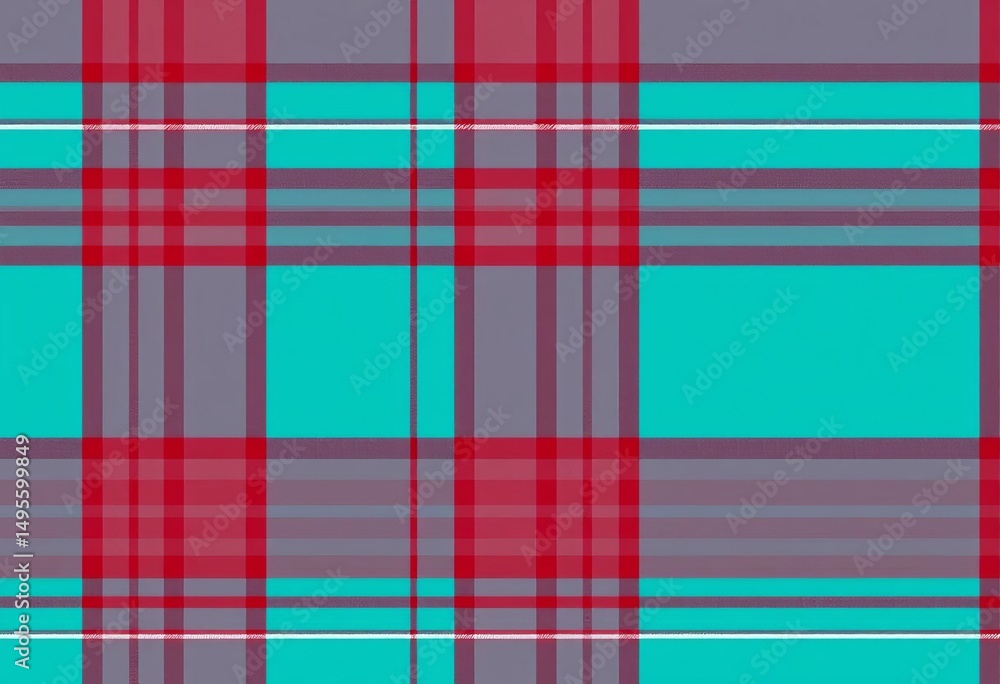 Adorable red and cyan plaid textile background Seamless vector tartan pattern with copy space, geometric, retro Adorable red and cyan plaid textile background Seamless vector tartan pattern with copy space, geometric, retro