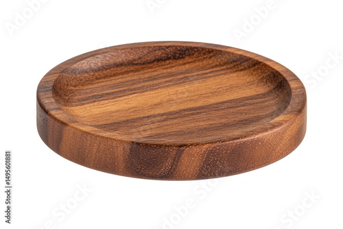 Round wooden coaster with smooth, polished surface and natural wood grain pattern, ideal for protecting surfaces from drink stains