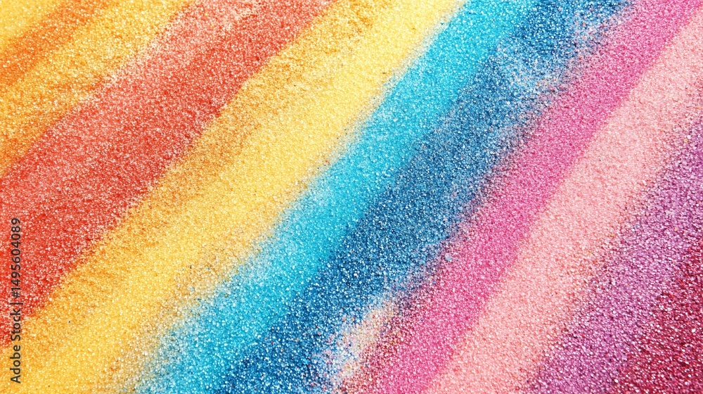 Obraz premium Vibrant CloseUp Rainbow Striped Sand Texture and Copy Space for Creative 