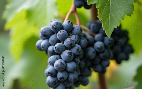 Wallpaper Mural Fresh, plump, dark purple grapes with leaves. High quality Torontodigital.ca