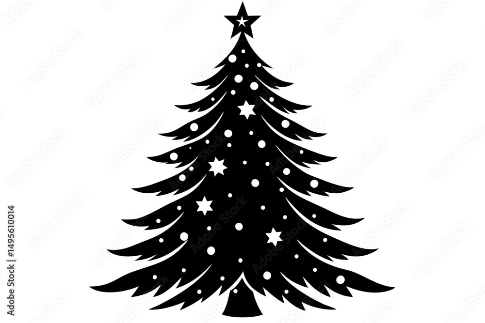 Obraz premium Silhouette of a beautiful Christmas tree vector art