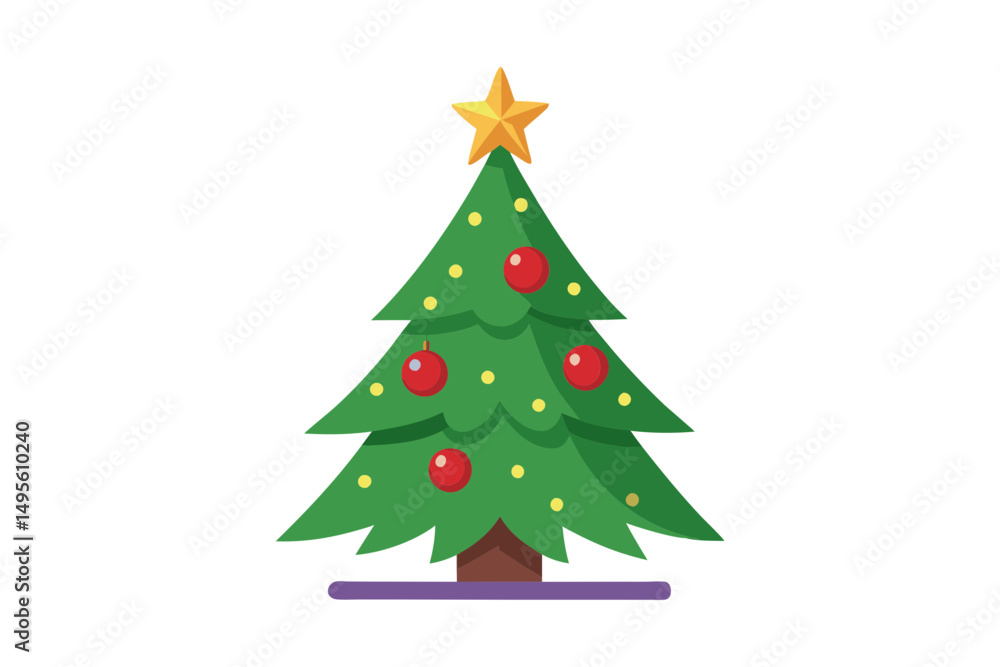 Clean line art of a decorated Christmas tree Clean line art of a decorated Christmas tree