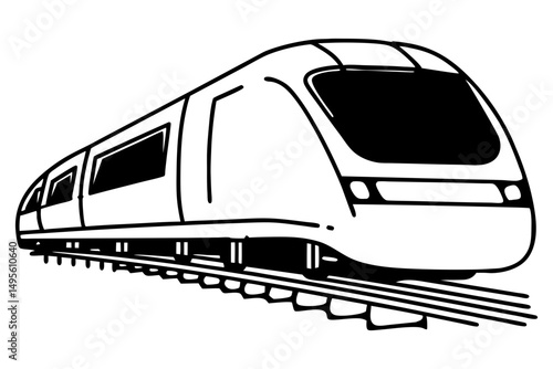 Continuous line art of high speed train travel