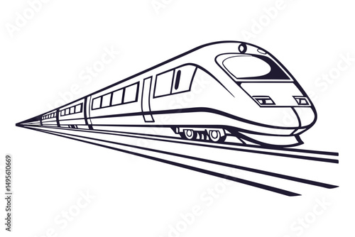 Streamlined train design in single line art