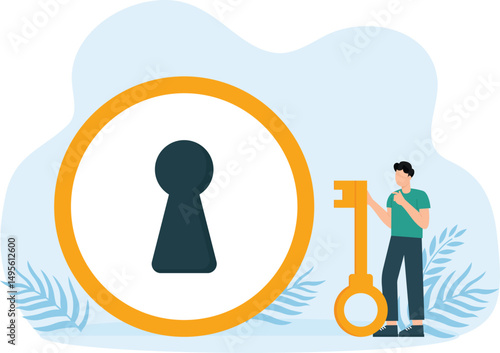 Financial key success and unlock secret reward,investment opportunity and wealth solution, make money and gain profit concept
