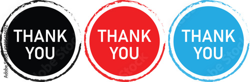 Colorful Thank You Badge Stickers in Yellow and Teal