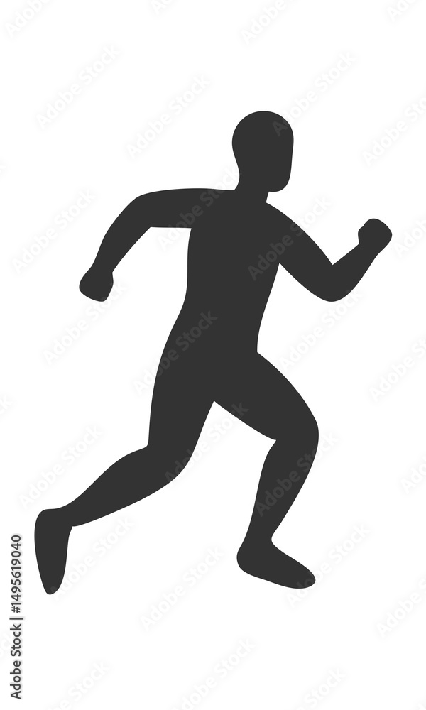 Running Man Silhouette Simple, Athletic Motion Pose, Jogging Figure Illustration, Dynamic Movement Art, On Transparent Background Running Man Silhouette Simple, Athletic Motion Pose, Jogging Figure Illustration, Dynamic Movement Art, On Transparent Background