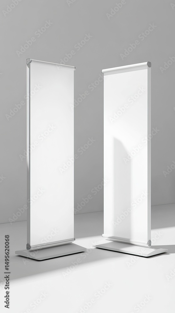 Two Blank Roll Up Banners Mockup Two Blank Roll Up Banners Mockup