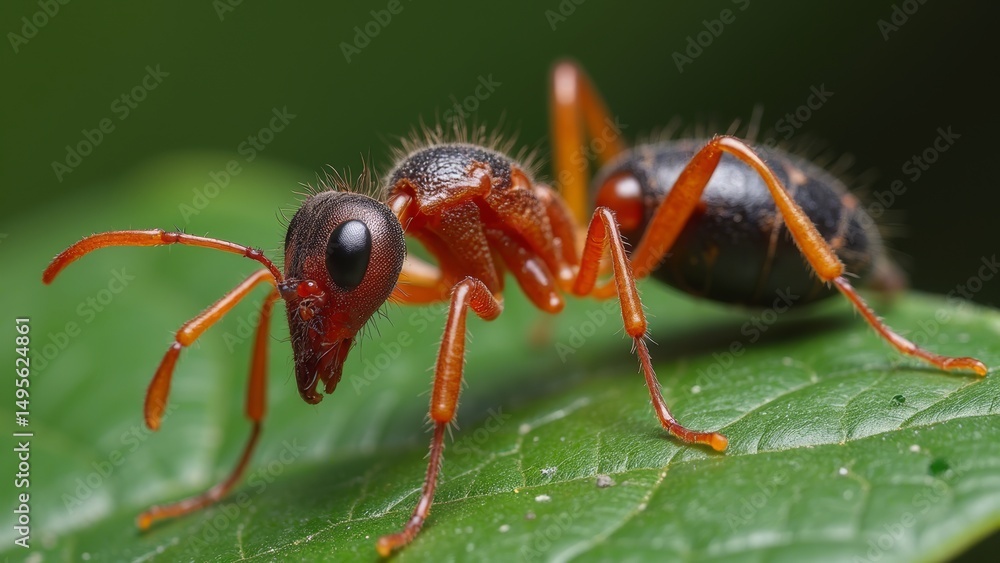 Fototapeta premium Green Leaf Ants Natural Scene