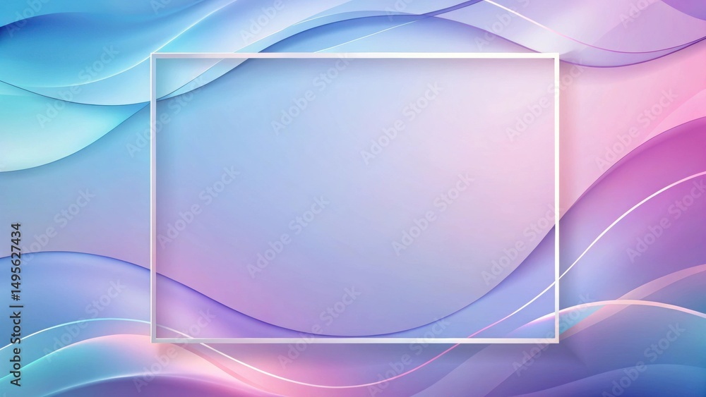 Fototapeta premium Serene Pastel Waves with a Blank Square Frame for Text or Design Elements