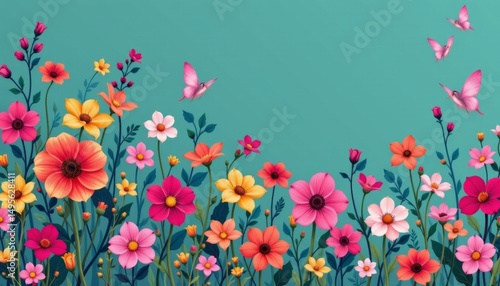 the color palette used in the illustration is a harmonious blend of bold and vibrant tones, creating a sense of energy and movement as the flowers sway in an imaginary breeze.
