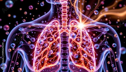 the shimmering exchange of oxygen and carbon dioxide within the lungs is a delicate symphony of life, where each inhalation and exhalation reveals the profound beauty of respiration.