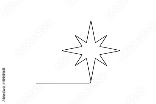 Christmas Star continuous one line drawing minimalism design