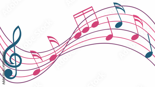  design of swirling musical staves and notes vector illustration