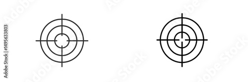 Crosshair illustrations showing target design, used in various contexts like gaming and military applications