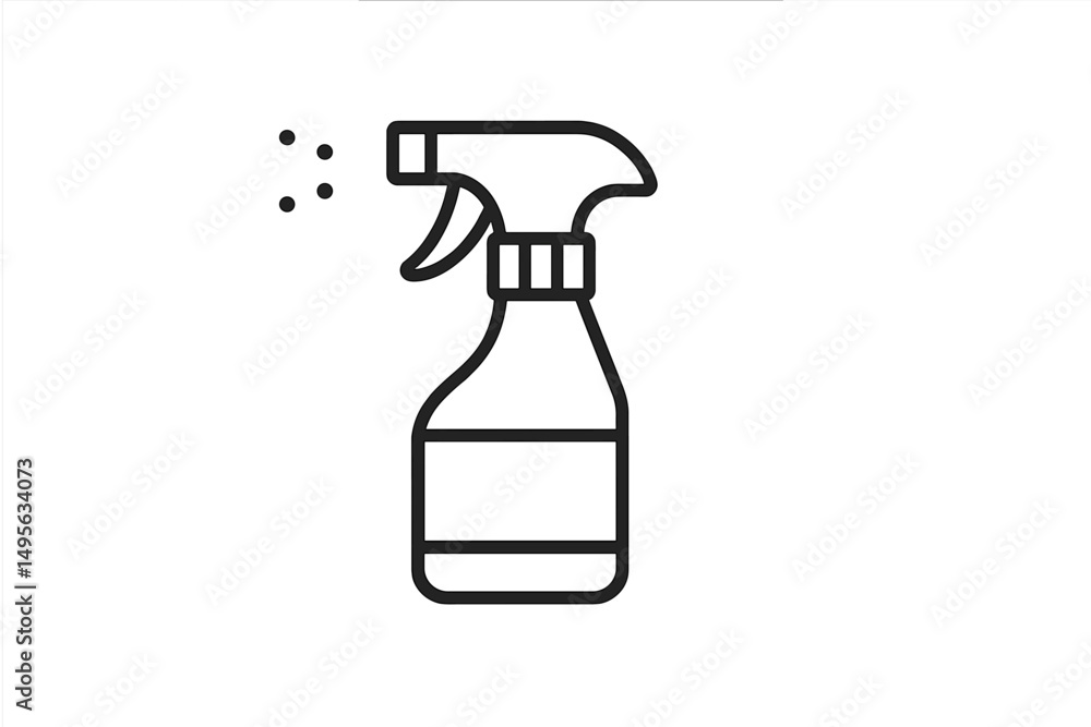 Cleaning spray bottle used for disinfecting surfaces during daily chores in a tidy home environment Cleaning spray bottle used for disinfecting surfaces during daily chores in a tidy home environment