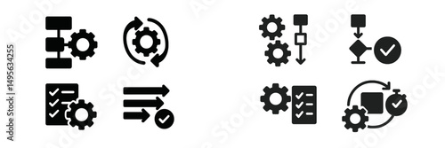 Visual representation of process management symbols on a clean background showcasing automation and efficiency concepts