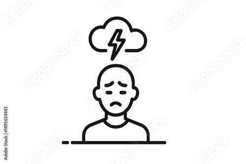 Illustrative depiction of a person experiencing stress and anxiety under a storm cloud symbolizing mental health struggles