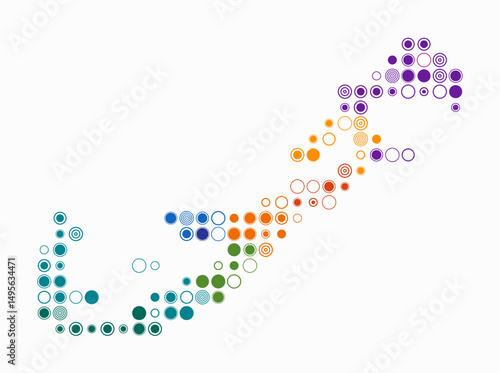 Bermuda, shape of the country build of colored cells. Digital style map of the Bermuda on white background. Large size circle blocks. Stylish vector illustration.