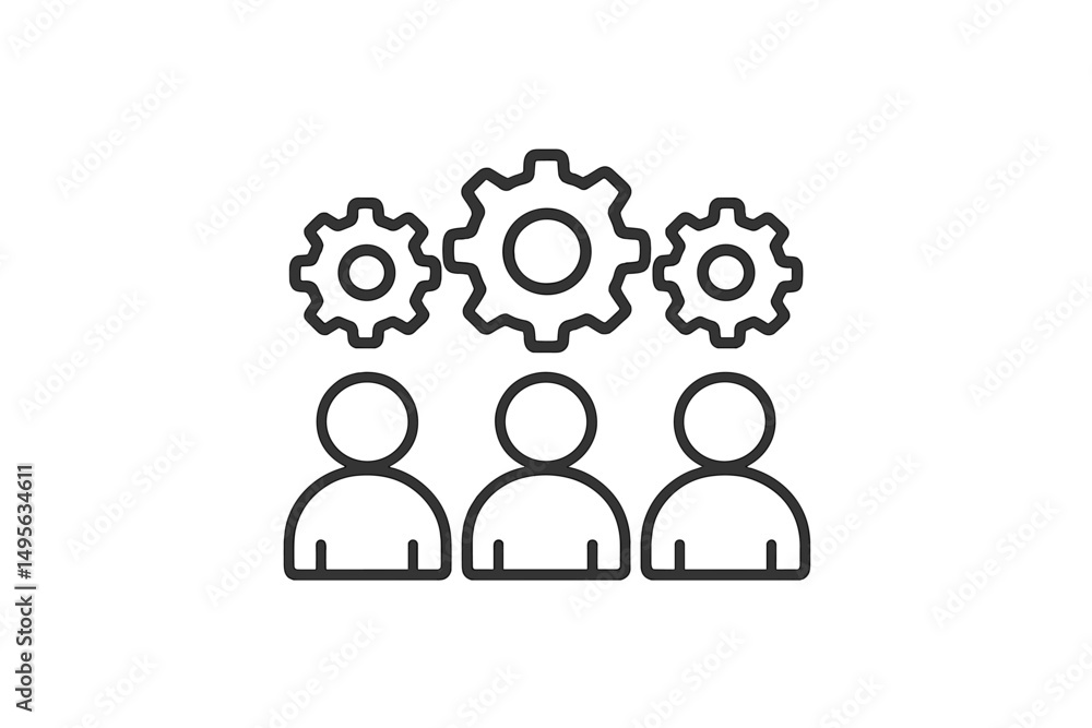 Team collaboration with gears symbolizing teamwork and problem-solving in a corporate setting Team collaboration with gears symbolizing teamwork and problem-solving in a corporate setting