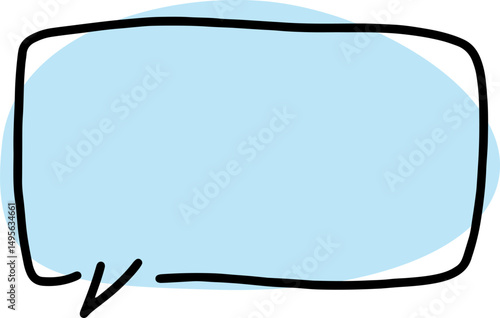 empty speech bubble shape with thick black outlines, drawn by hand in careless curves with a rounded blue fill