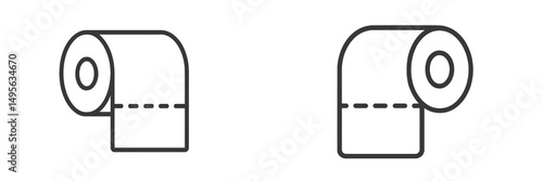 Differences in toilet paper roll positioning depicted in simple illustration showing over and under styles