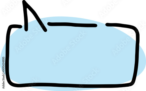 comic empty speech bubble with thick black outlines, drawn by hand in careless curves with a rounded blue fill