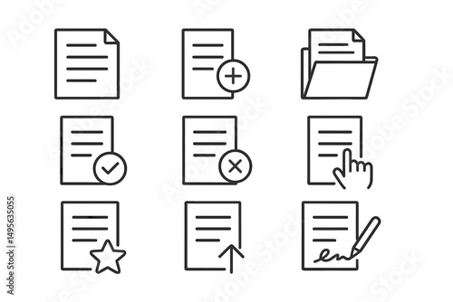 Collection of document icons representing various tasks such as adding, editing, and signing files