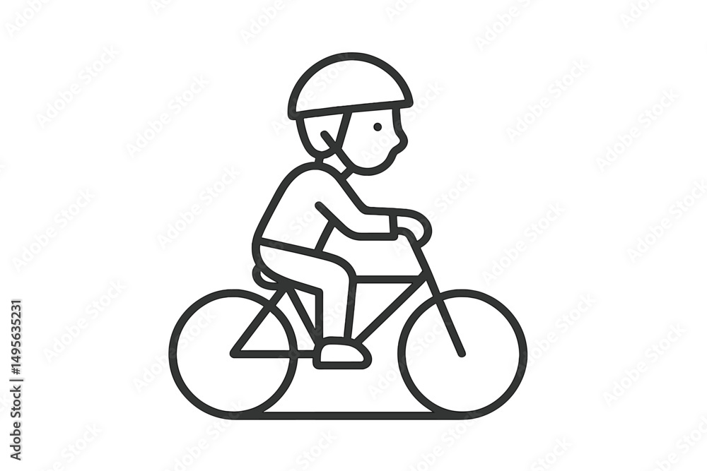 Naklejka premium Child riding a bicycle on a sunny day in a park, enjoying outdoor activity and promoting physical fitness