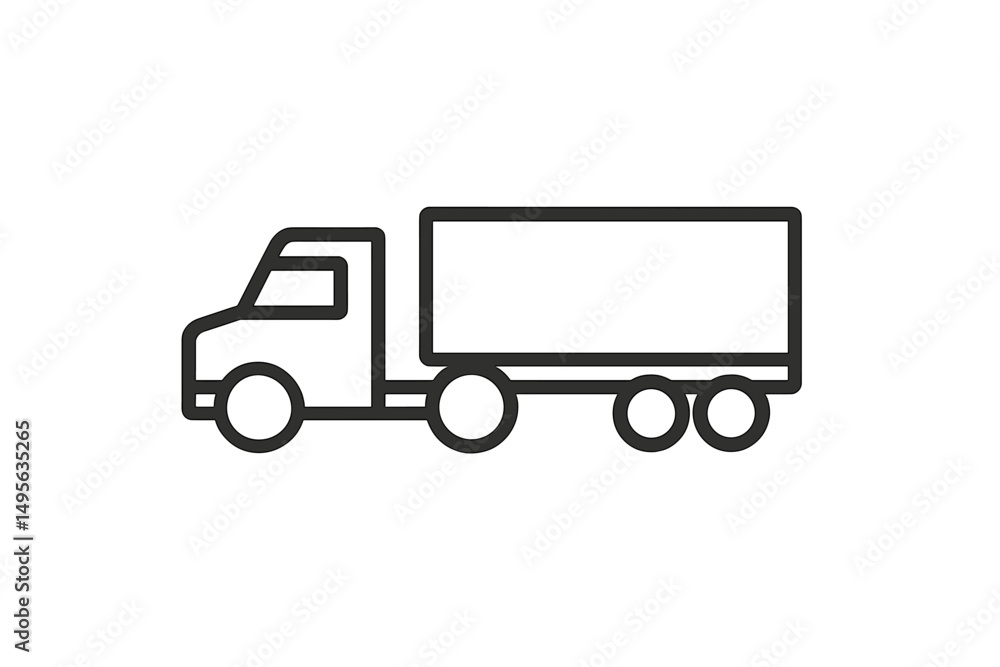 Simple outline of a delivery truck in minimalist style for transportation and logistics themes Simple outline of a delivery truck in minimalist style for transportation and logistics themes