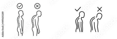 Correct and incorrect posture illustrations highlighting body alignment for better health