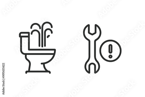 Water leakage repair tools for fixing overflowing toilet in residential bathroom