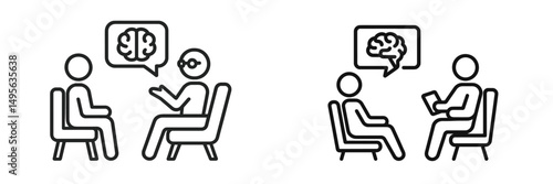 Two mental health sessions illustrating conversation between therapist and client in a comforting environment