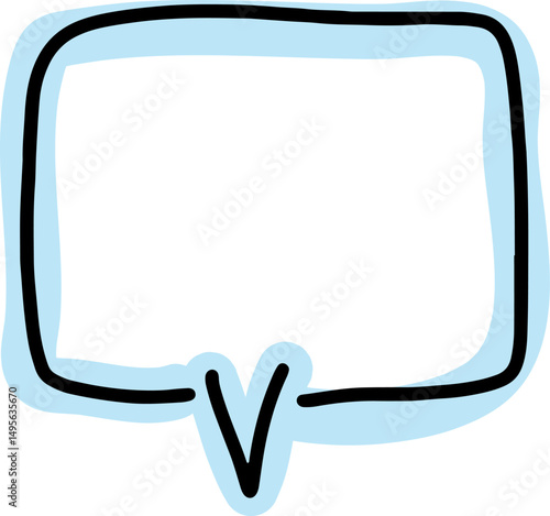 square empty speech bubble thick black curved hand drawn outlines with decorative thick blue outlines